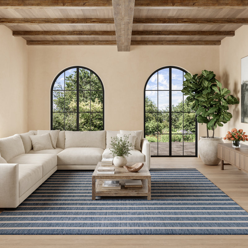  Tapis ivoire bleu marine Positano, Square 12'