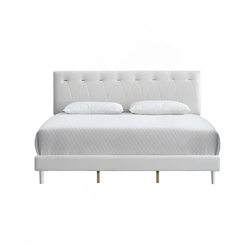 Lit Sinclair G001608-QB-UP BLÉ (matelas non inclus), Grand lit