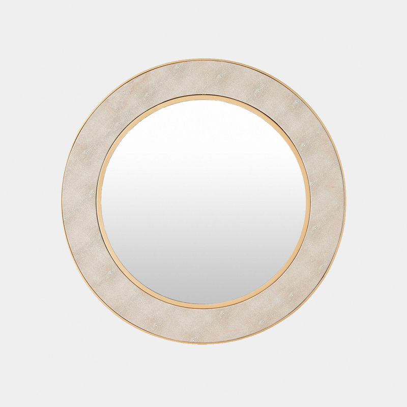 Oval Faux Shagreen Mirror-Gold/Cream, 28" x 28"