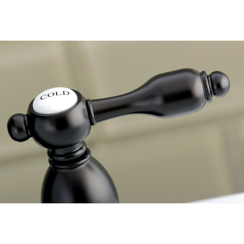 Kingston Brass Tudor Two-Handle 3-Hole Deck Mount 4" Centerset Bathroom Faucet with Brass Pop-Up, Oil Rubbed Bronze