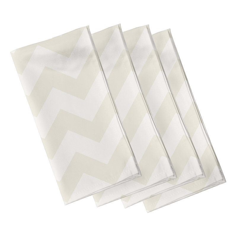 Lacrystal Polyester Chevron Square Napkin, Ivory