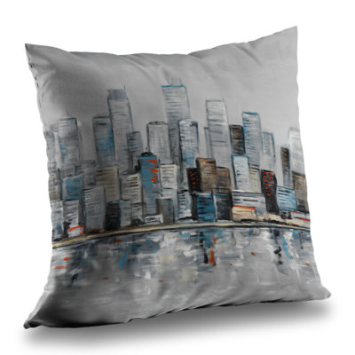 Abstract Urban Skyline Throw | Contemporary Gray – Throw Pillow Cover Only, Double-Sided Print, Insert Not Included