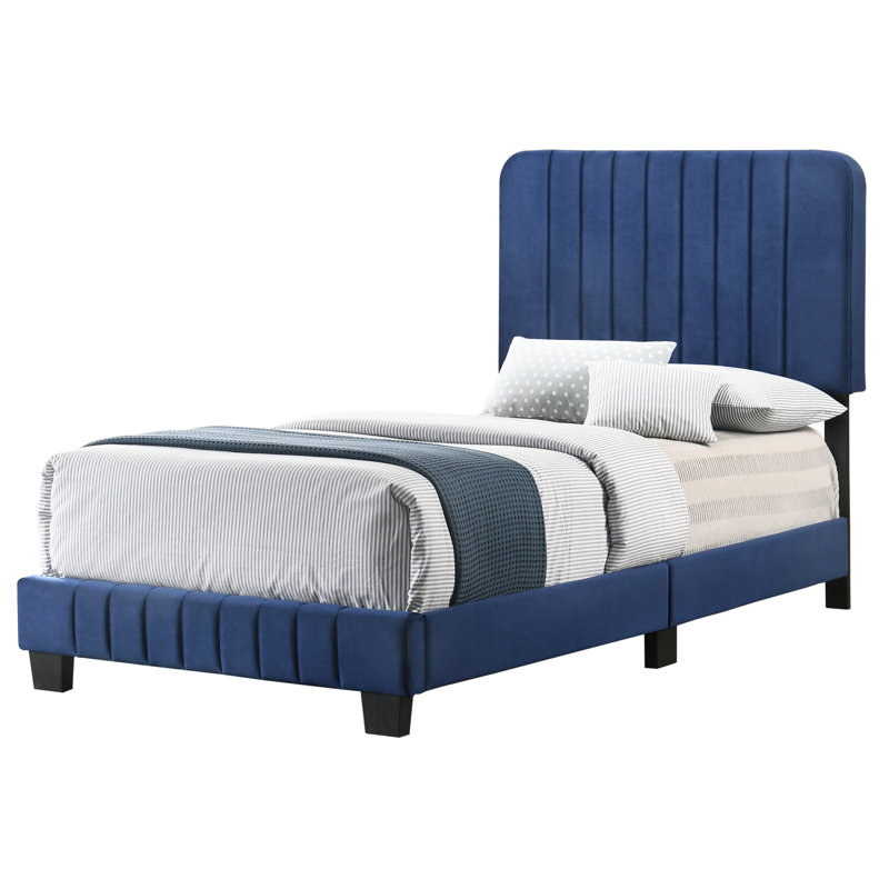 Lit sommier simple Lodi, bleu marine, Lit simple, Marine