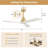 Sofucor Kemp 52" 3-Solid Wood Blade Classic Ceiling Fan with Remote Control and No Lights, Gold&Light Gray-108685092