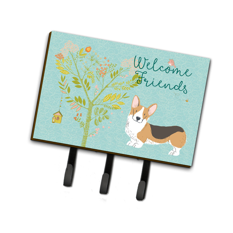 Metal Wall Organizer with Key Hooks, Pembroke Welsh Corgi 1