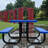 46" Blue Square Outdoor Picnic Table, Steel - Umbrella Pole Ready For Fascinating And Picnics Table With Relaxation Camping-1722386707