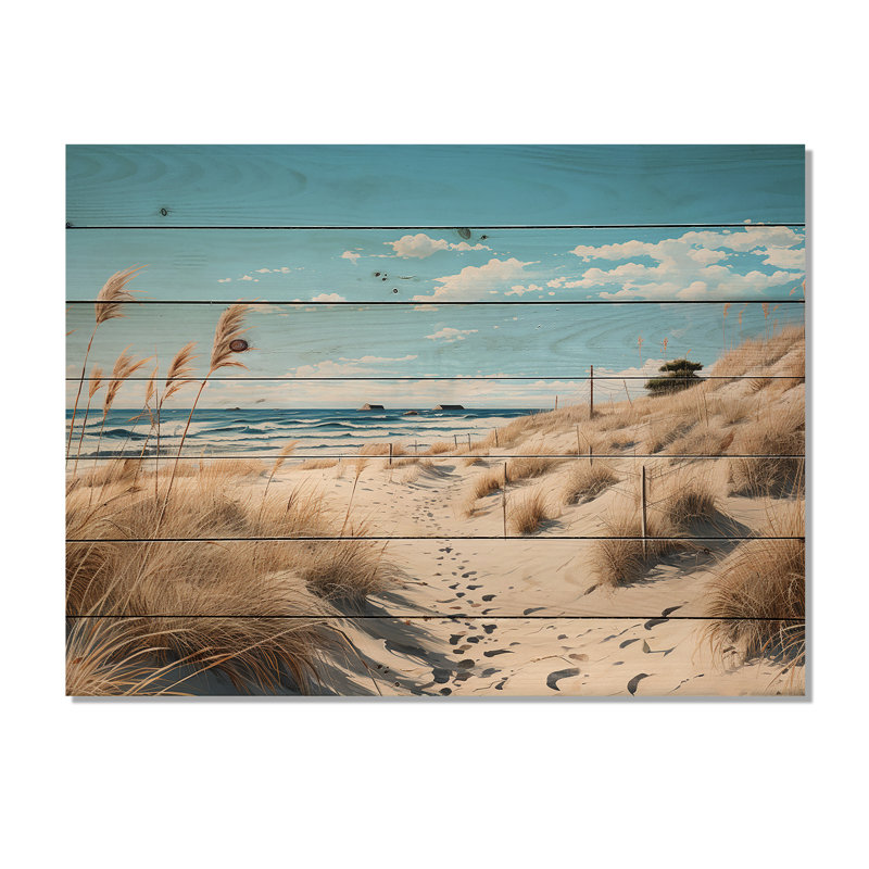 Photo herbe de plage II sur bois, H 24 po x l 32 po x P 0,78 po