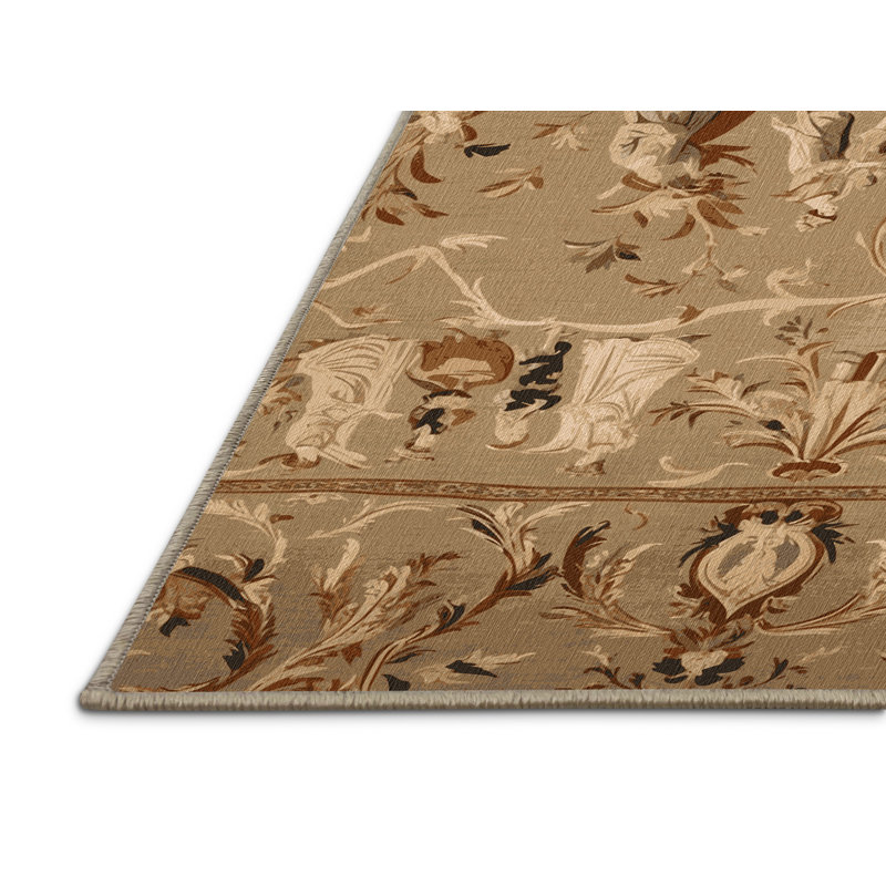 Tapis brun français lavable à la machine, Rectangle 4pi x 6 pi