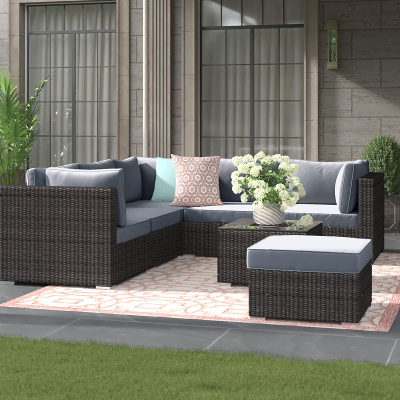London Rattan Corner Group - with Ice Bucket, Grey