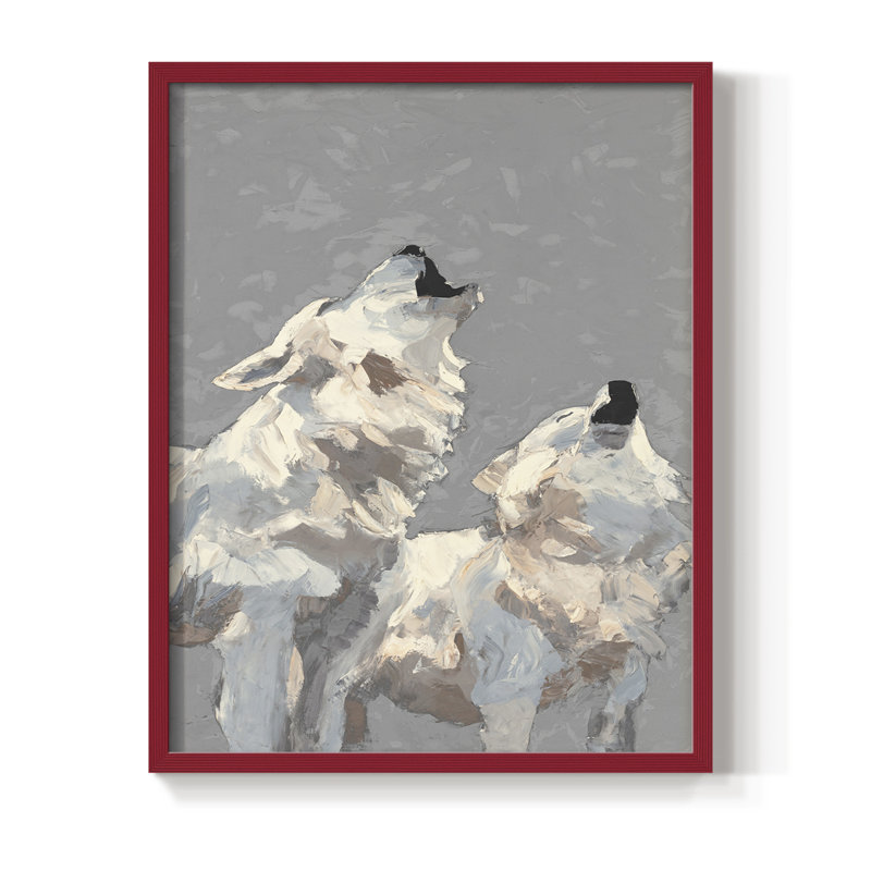 Midnight Wolves, reproduction encadrée - bois massif, Rouge, H 10 po x l 8 po