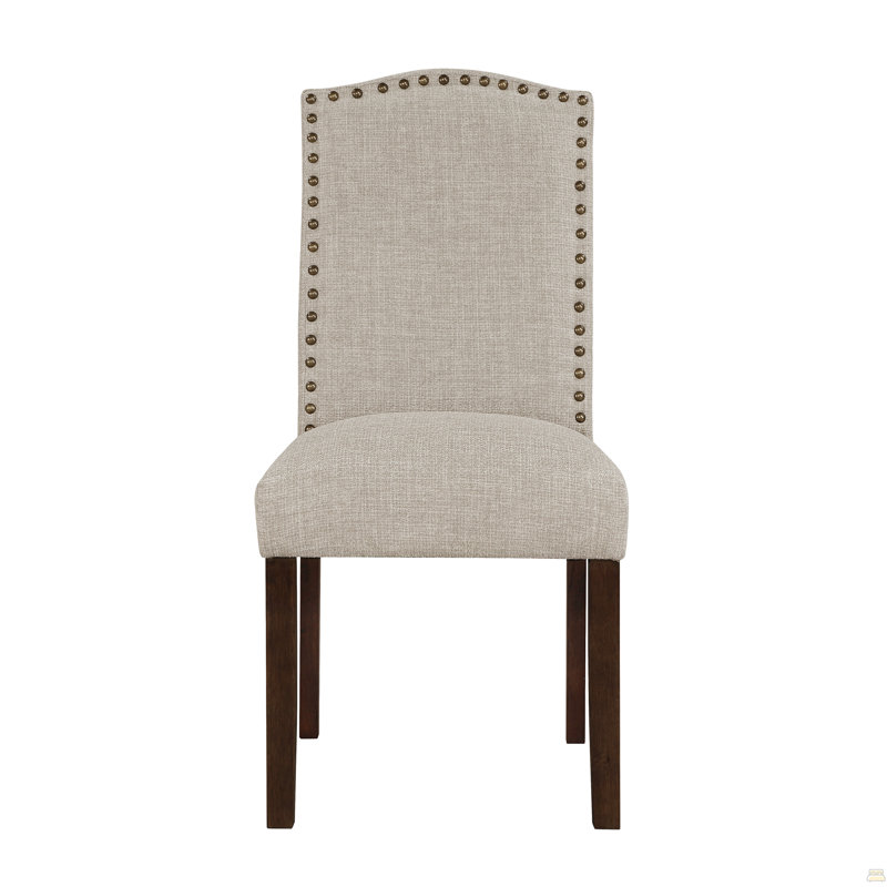 Ensemble de 2 chaises d'appoint, garniture cloutée de dossier de siège en tissu, Taupe