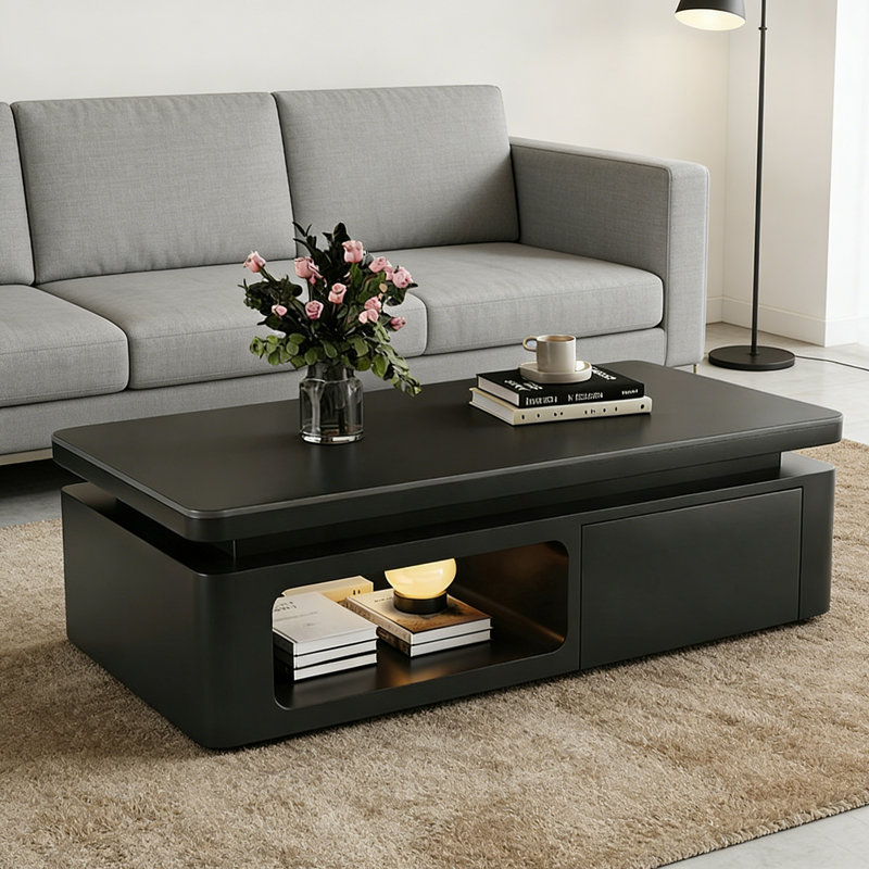 Table basse Luxury, Noir, H 16,53 po x L 51,18 po x l 27,55 po