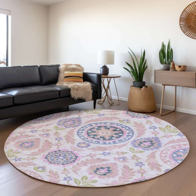 Mahaney Floral Indoor Rug, Round 8'
