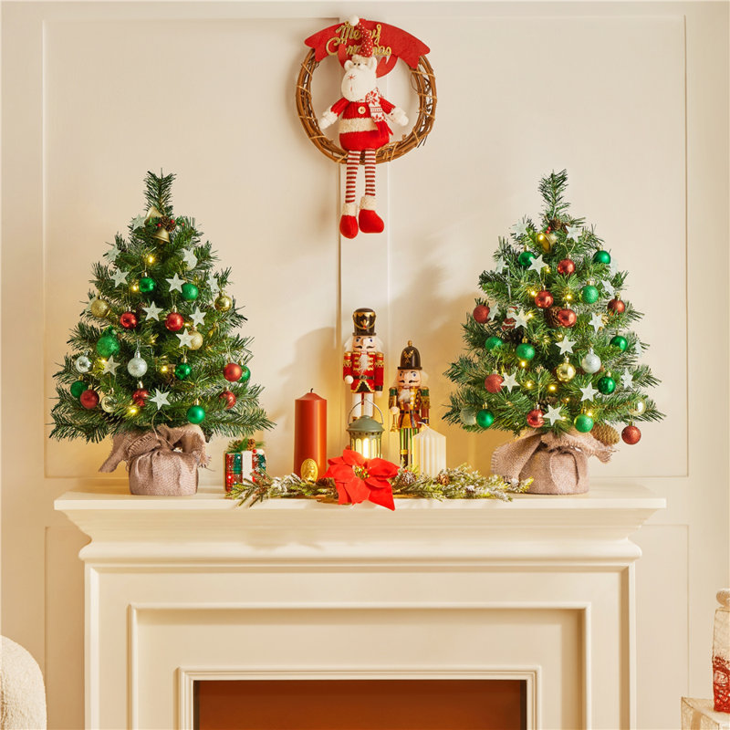 Lighted Artificial Christmas Tree, 2' H
