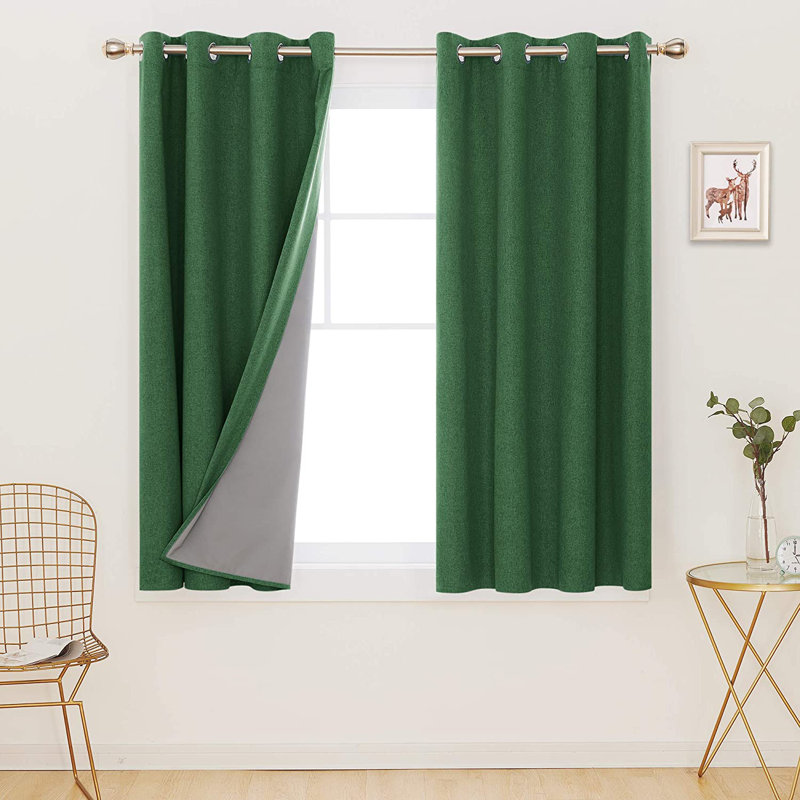 Ipswich Blackout Thermal Grommet Curtain Panels, 52" W x 95" L, Dark Forest