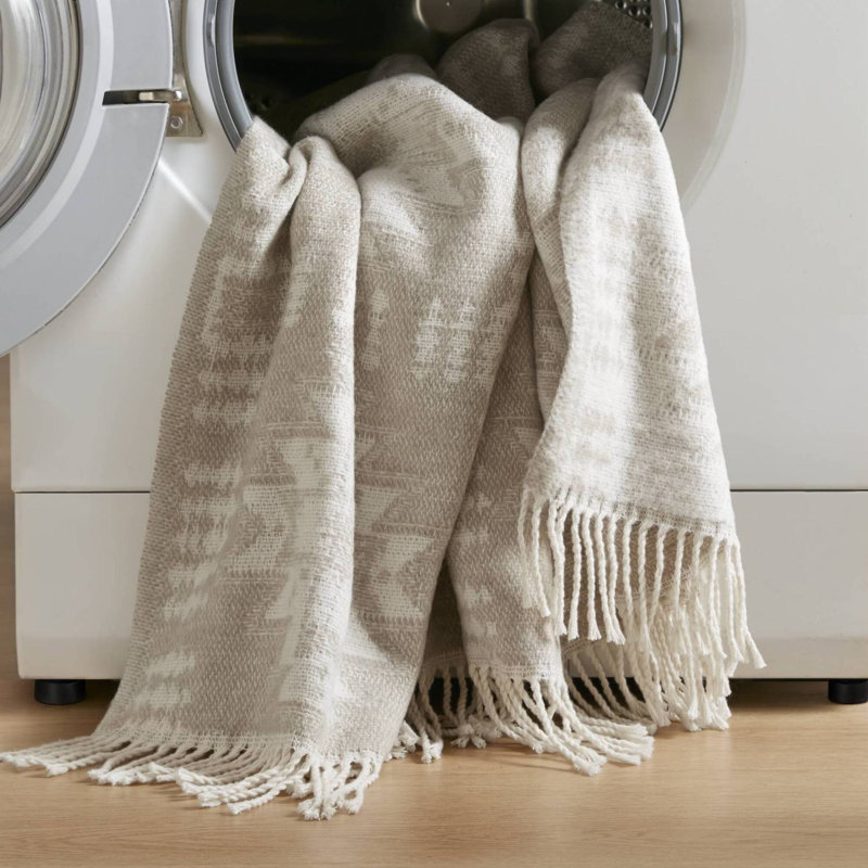 Jeté en mélange de coton ultra-doux avec frange, 50 x 60 pouces, Multi