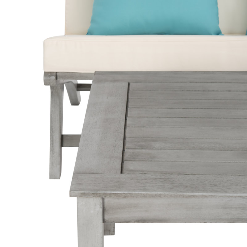 Eubank Eucalyptus 4 - Person Patio Conversation Set with Cushions, Gray Wash Frame/White Cushion