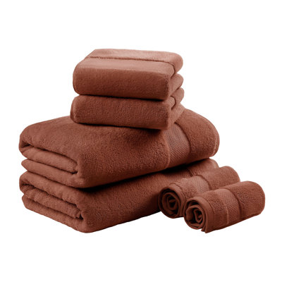 6-Piece Turkish Cotton Bath Towel Set, Terracotta