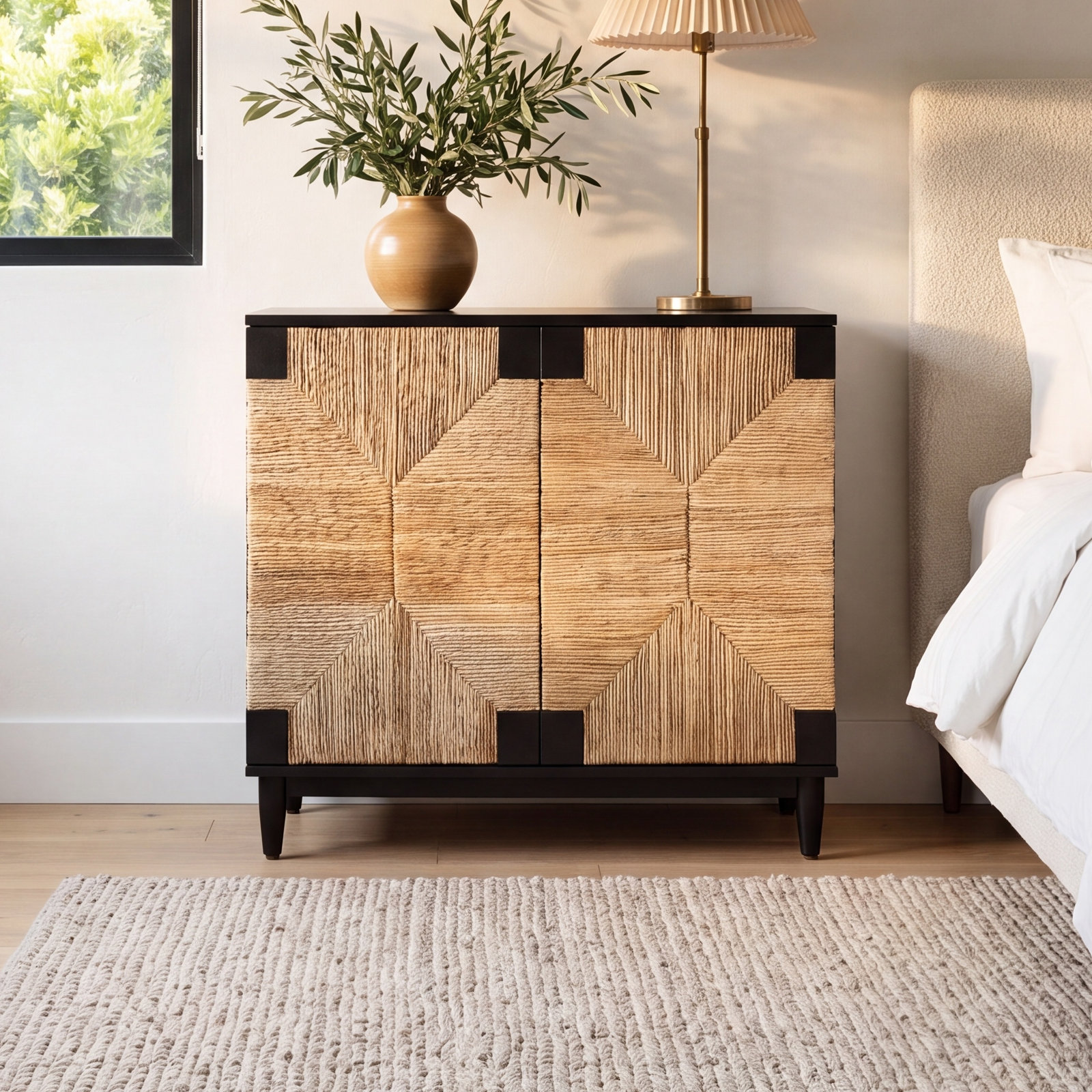 Aleja Mahogany Nightstand, Black