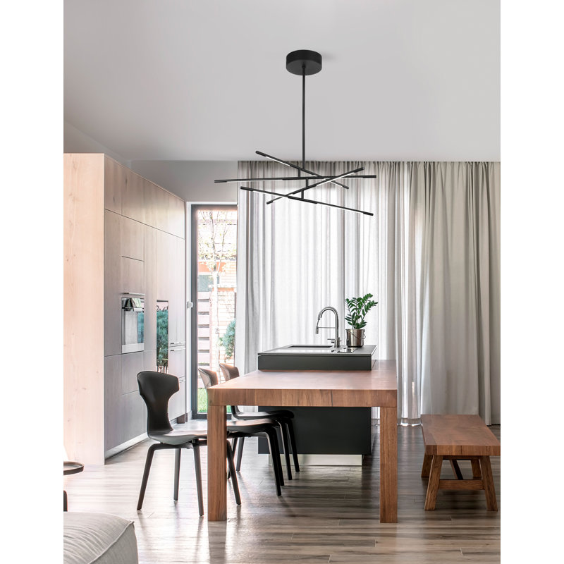 8 - Light Geometric LED Chandelier, Black