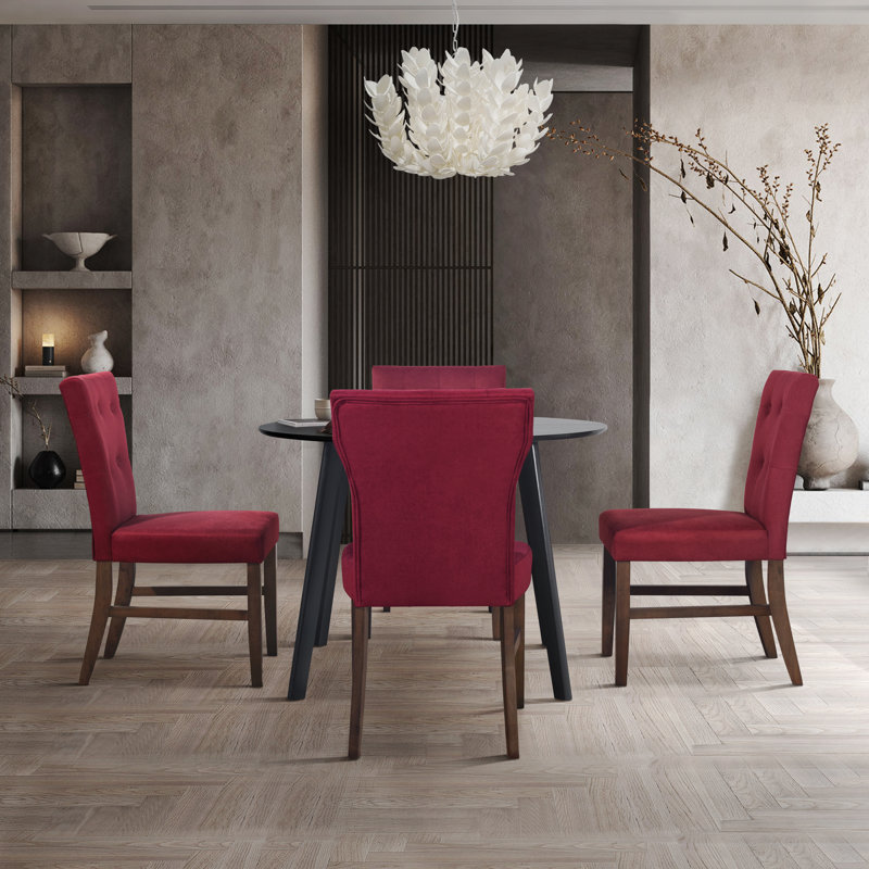 Ast 4 - Person Four Leg Dining Set, Red