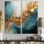 Gold Teal Ocean Spiral - impressions d'art sur toile dorées
