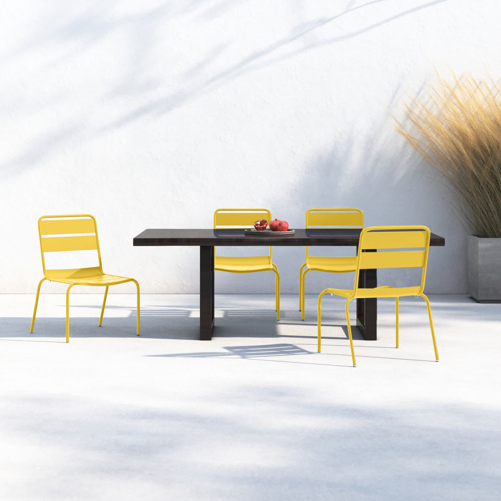 Kapri Stackable Patio Side Chair, Saffron