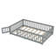 Lit double sur pied avec barrières de sécurité et porte pour enfants, gris