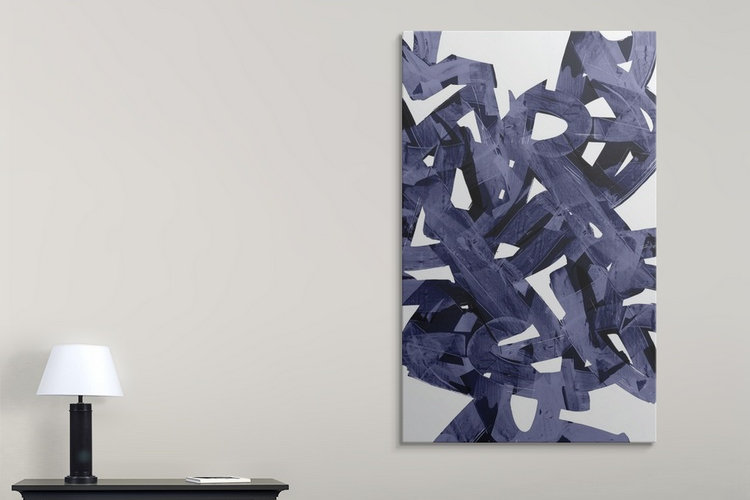 «Indigo Light», impression d'art graphique Funkley, H 24 po x l 15 po x P 1,5 po, Toile