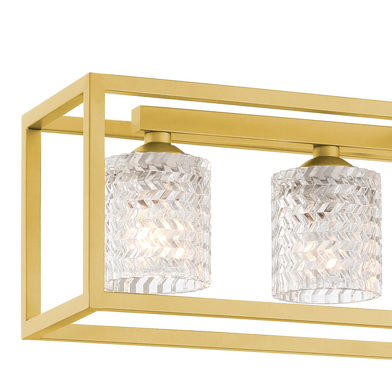 Lustre rectangulaire moderne en acier à 5 lumières pour îlot de cuisine Gerberoy, Laiton satiné