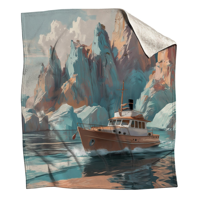 Bateau dans des couvertures de fjords pittoresques, L 50 po x H 60 po