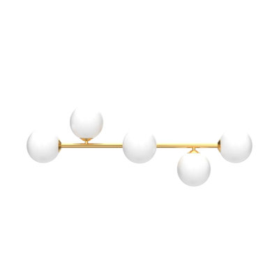 Éclairage pour meuble-lavabo de salle de bain, luminaires de salle de bain 5 lumières, applique murale semi-encastrée à DEL à intensité variable avec verre laiteux, or brossé