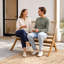 Fauteuil Solana bois noyer, tissu beige crème