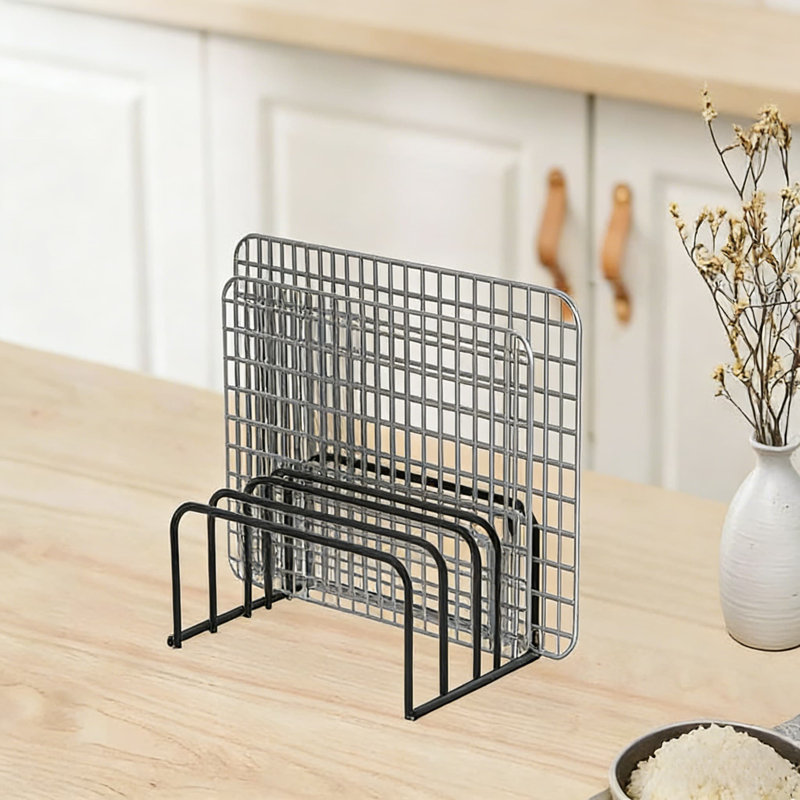 Support à planche à découper avec 5 fentes, organisateur de plats de cuisson en métal pour les armoires de cuisine et le comptoir de rangement pour planches à découper, feuilles de cuisson, plaques et plateaux de cuisson
