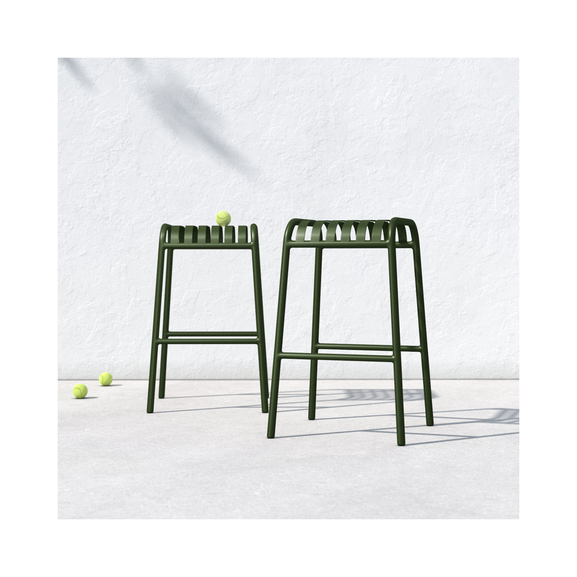 Abra 29.7'' Backless Outdoor Bar Stool, Dark Green