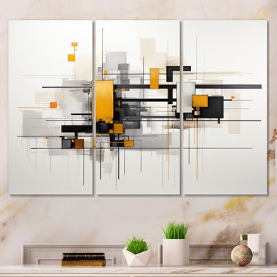 «Yellow Cityscape Journey Ensemble I», art mural abstrait