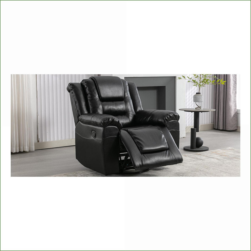 Fauteuils inclinables pour le salon | Fauteuil inclinable manuel pivotant à 360 ° avec accoudoirs larges | Noir | Revêtement en polyuréthane