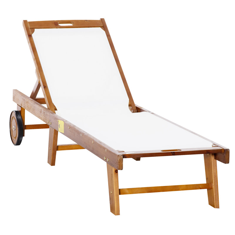 198cm Long Reclining Acacia Single Chaise