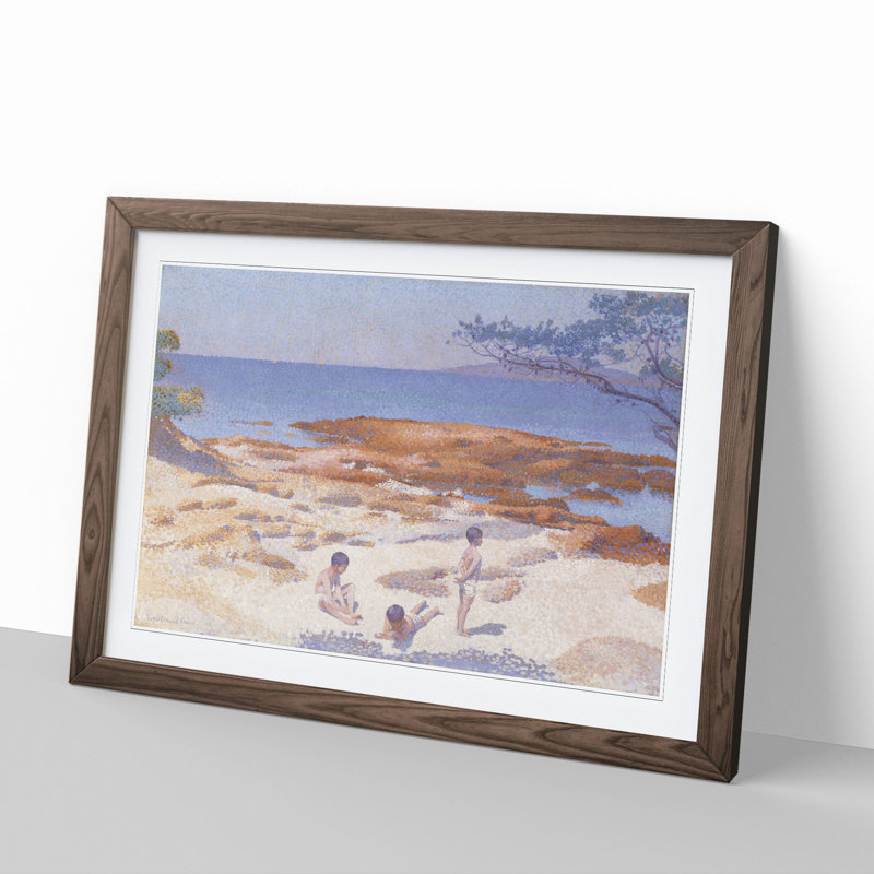 Beach at Cabasson by Henri-Edmond Cross - Picture Frame Painting, 48cm H x 65cm W x 2cm D, Walnut Framed
