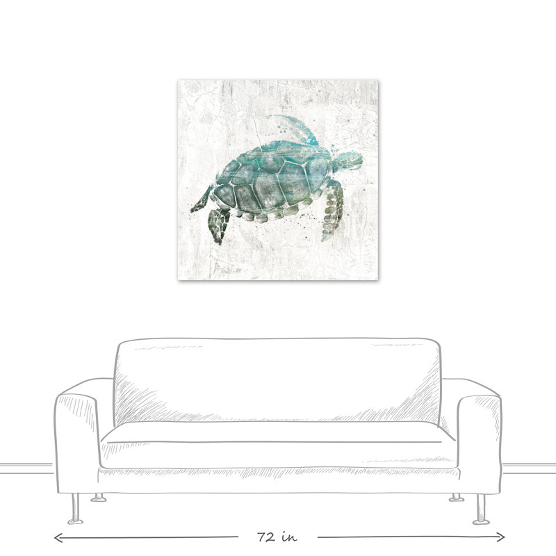 Tortue de mer turquoise - reproduction sur toile, H 36 po x l 36 po, Toile tendue
