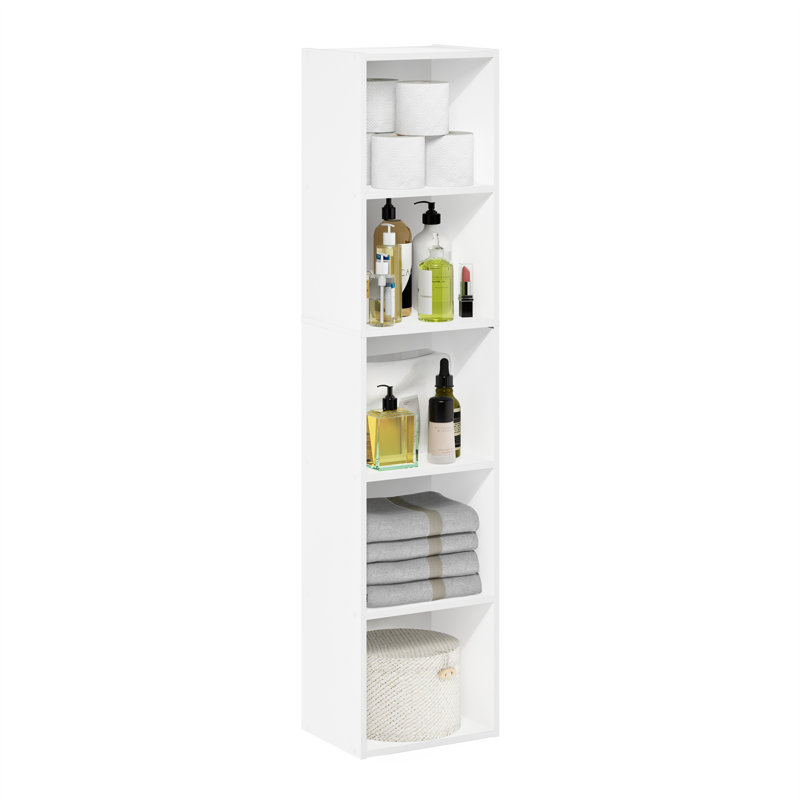 Cannice Bookcase, White, (5 Shelves) 52.1" H x 12" W x 9.3" D