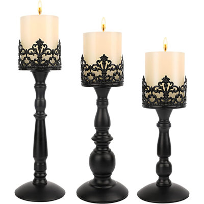 Ensemble de porte-bougie noir rétro