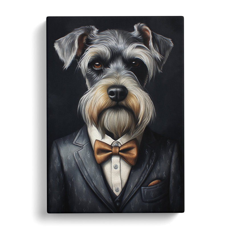 Schnauzer in a Suit Painting No.6 - Wrapped Canvas, 50cm H x 35cm W x 3cm D