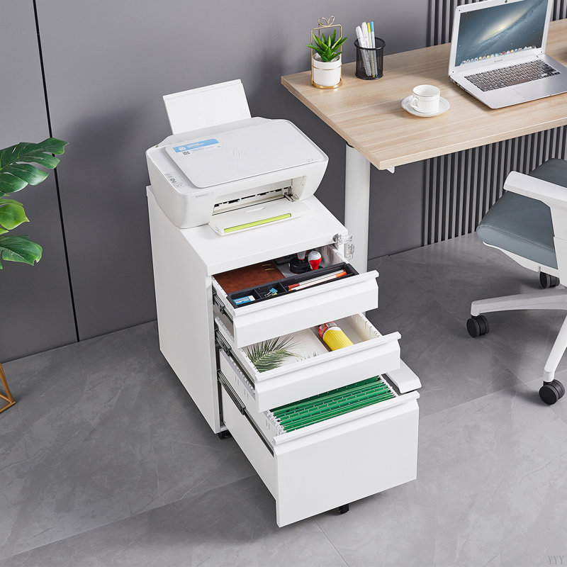 3-Drawer Mobile Filing Cabinet With Lock, Legal/Letter Sized Office Storage Filing Cabinet, Metal Filing Cabinet ,Suitable For Offices And Study Rooms