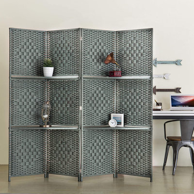 Cloison pliante 4 panneaux en bambou gris