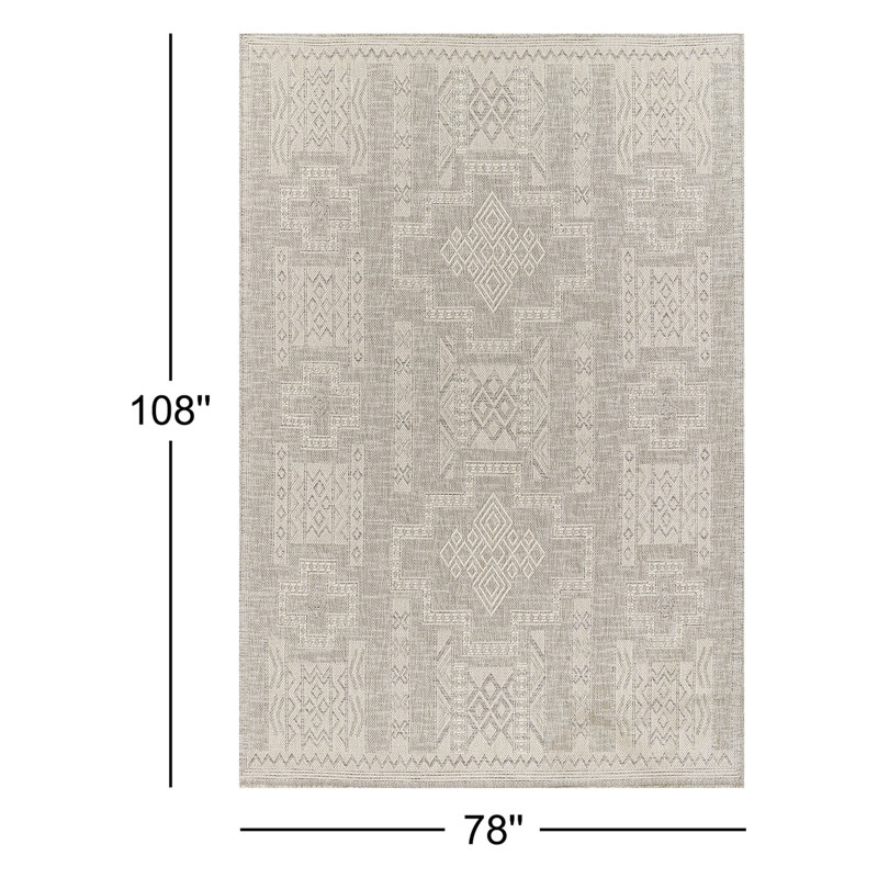 Tapis d'intérieur / extérieur gris Pavia, Rectangle 6 pi 6 po x 9 pi