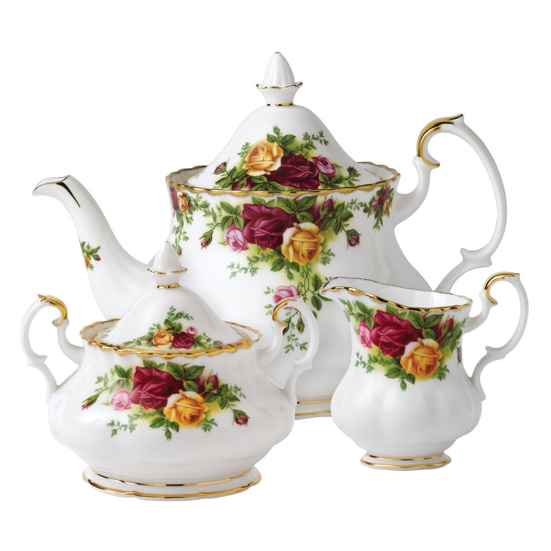 Théière, sucre et crémier 3 pièces Royal Albert Old Country Roses