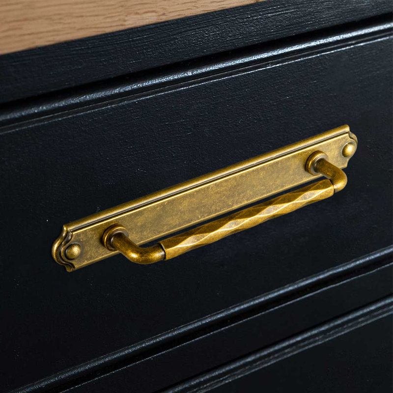 Poignée barre à découpes avec contre-plaque (Cban), 5", Laiton antique