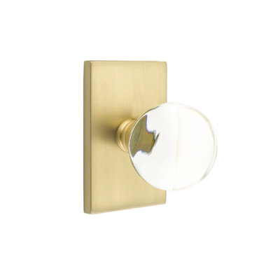 Ensemble de faux boutons Emtek avec rosette rectangulaire moderne et bouton en verre Bristol