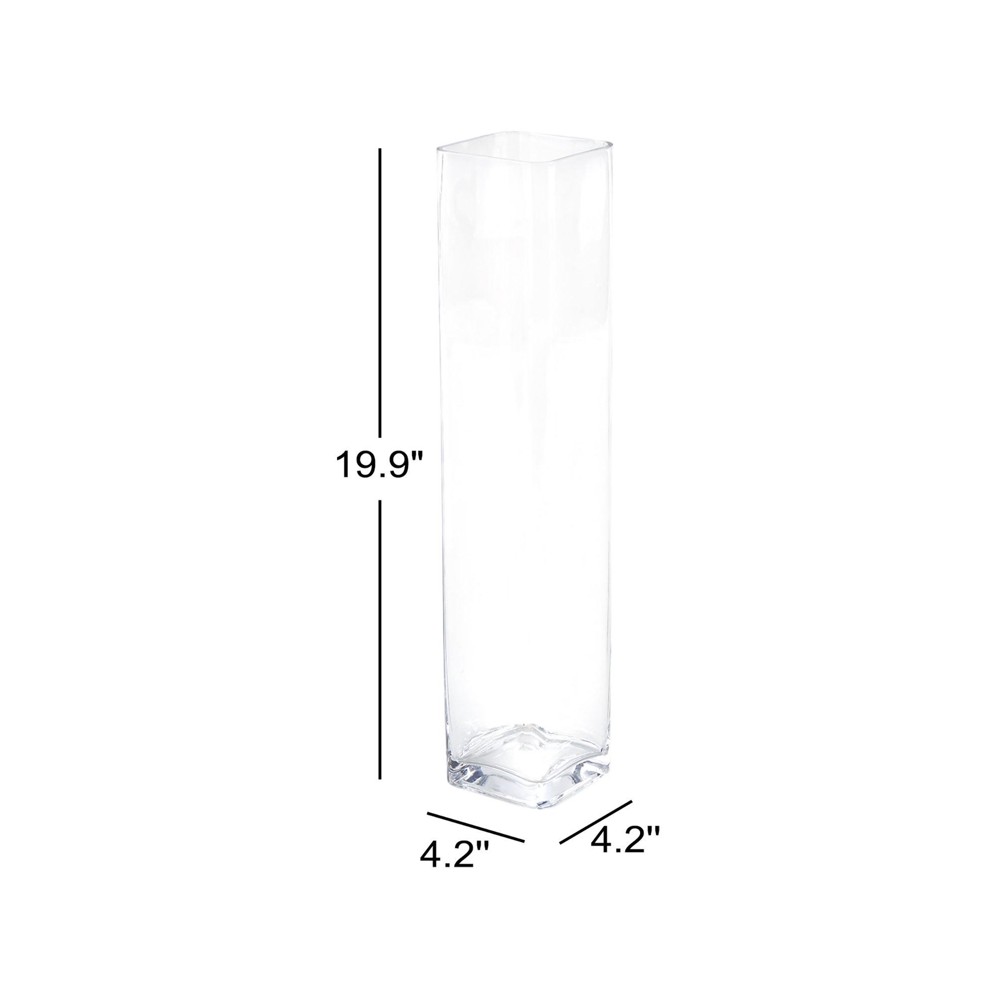 Cole and Grey Glass Tall Minimalistic Clear Decorative Vase, 19.9" H x 4.2" W x 4.2" D